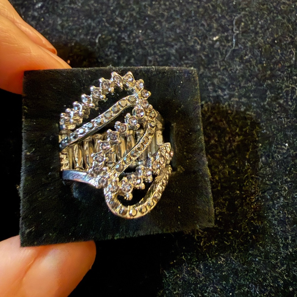 Paparazzi Silver and Crystal Swirl Ring